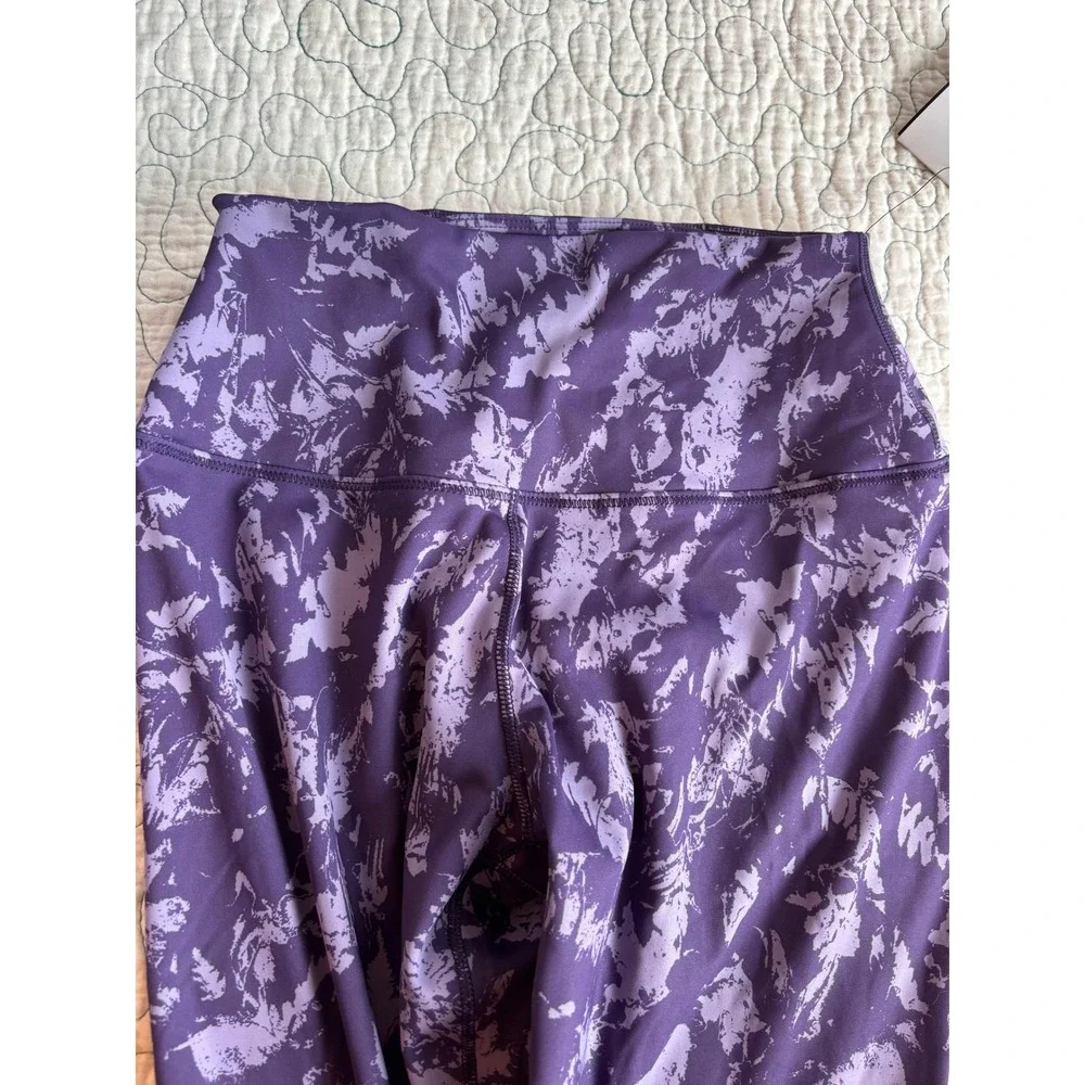 Nike One Dri-FIT Womens High Rise 7/8‎ Purple Abstract Print Leggings Small